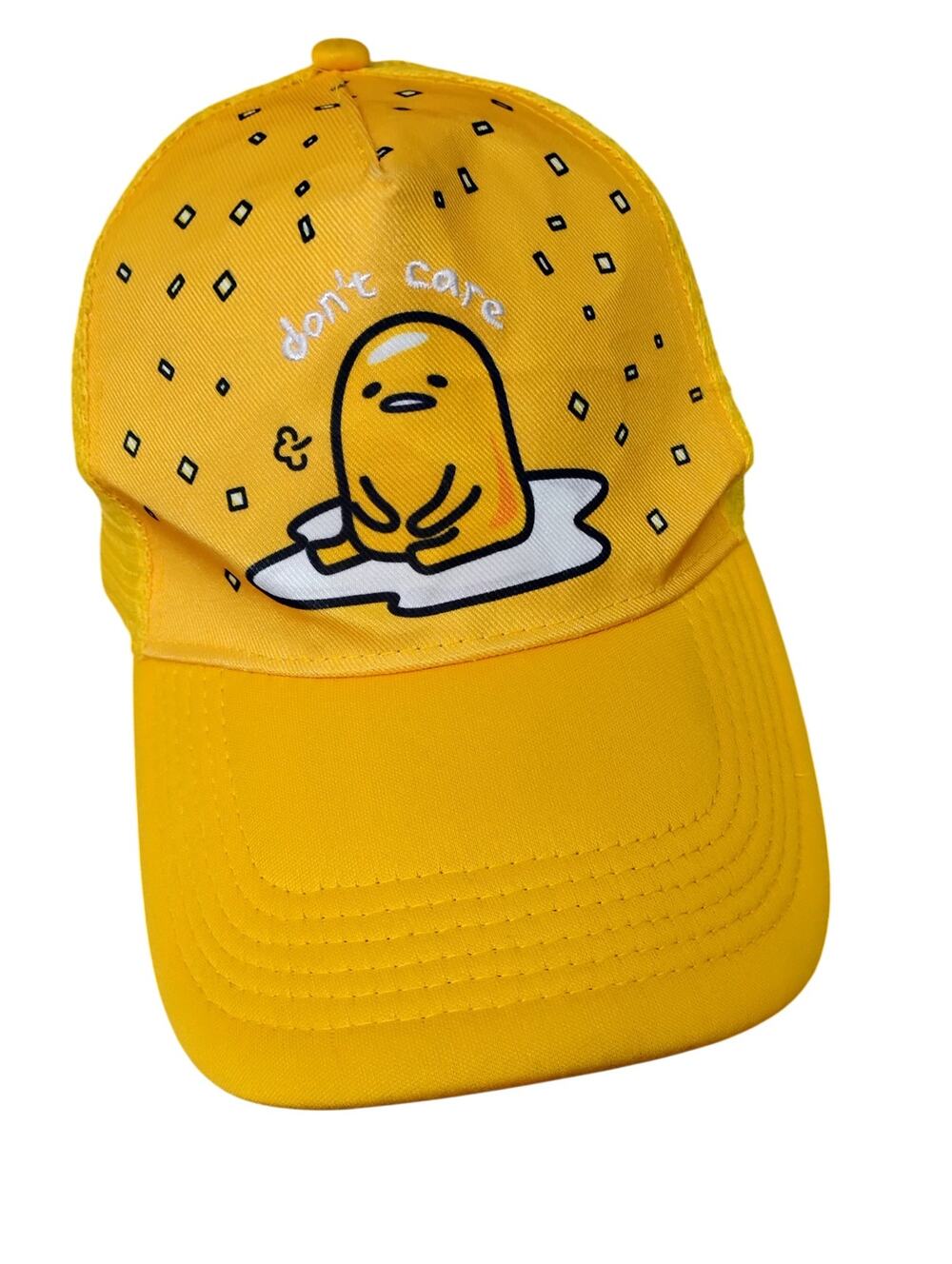 Sanrio Gudetama The Lazy Egg Yellow Graphic Trucker Hat Adjustable Mesh Back